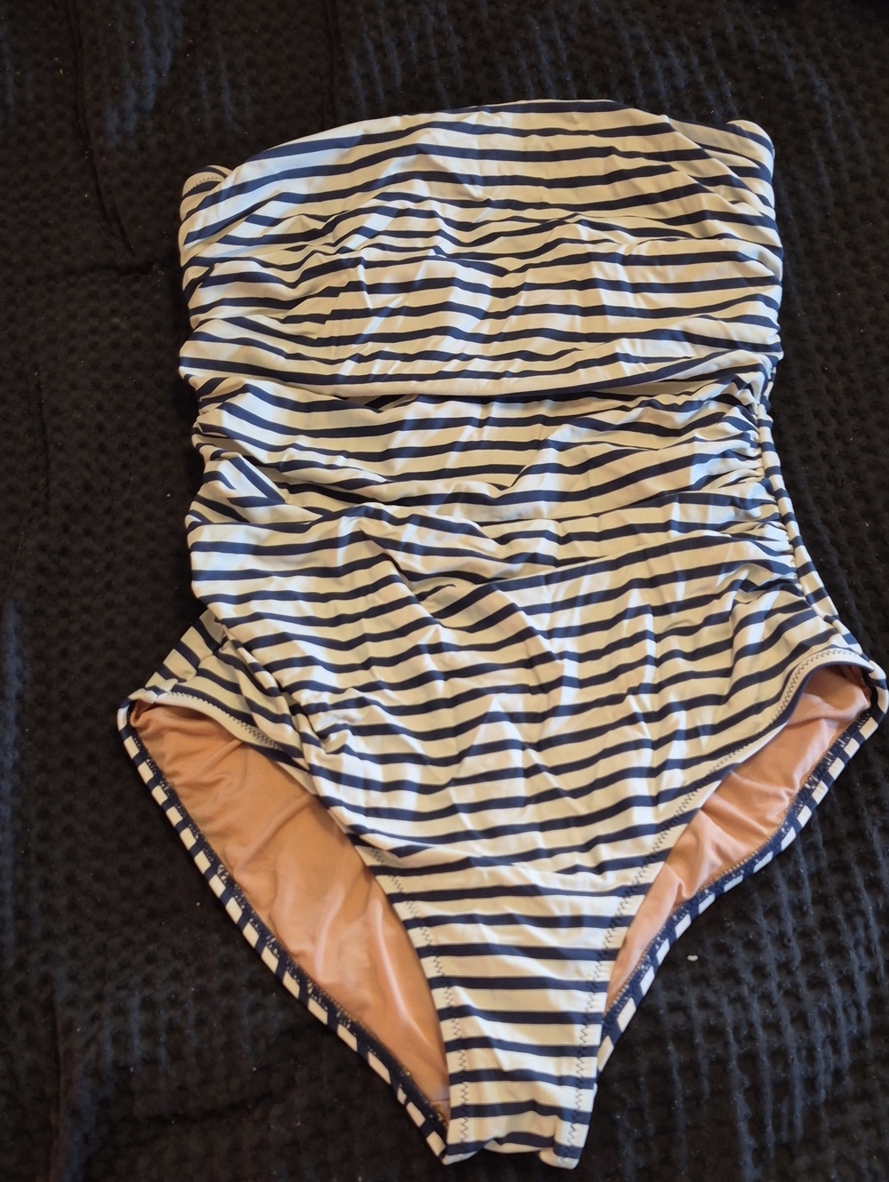 Striped Navy and White One-Piece Swimsuit